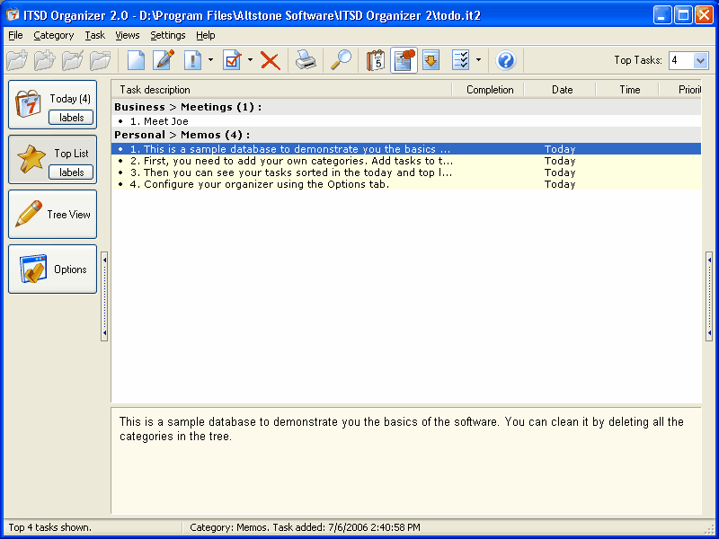 ITSD Organizer Screenshot